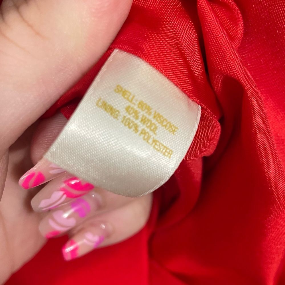 Kate Spade Wool Red Ruffle Midi Dress - Picture 3 of 5